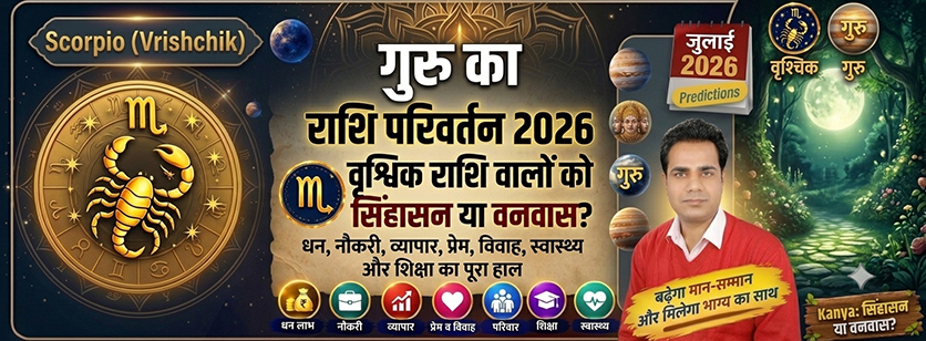 वृश्चिक राशि गुरु गोचर 2026-2027 करियर और धन लाभ राशिफल