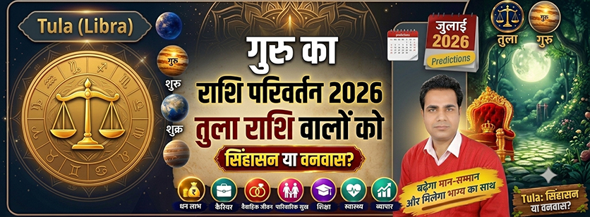 तुला राशि गुरु गोचर 2026 धन लाभ और करियर राशिफल